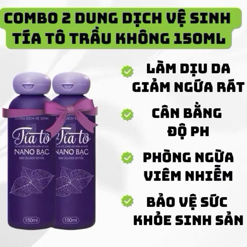 Combo 2 Chai Dung Dịch Vệ Sinh Tía Tô NANO BẠC  Làm Sạch Ngăn Ngừa Viêm Nhiễm, Làm thơm vùng kín