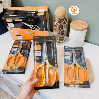 Kéo vàng Nhật SK5 JAPAN cắt gà, Kéo lưỡi thép cứng, sắc bén, thiết kế chắc chắn, tiện dụng Cam Homeware