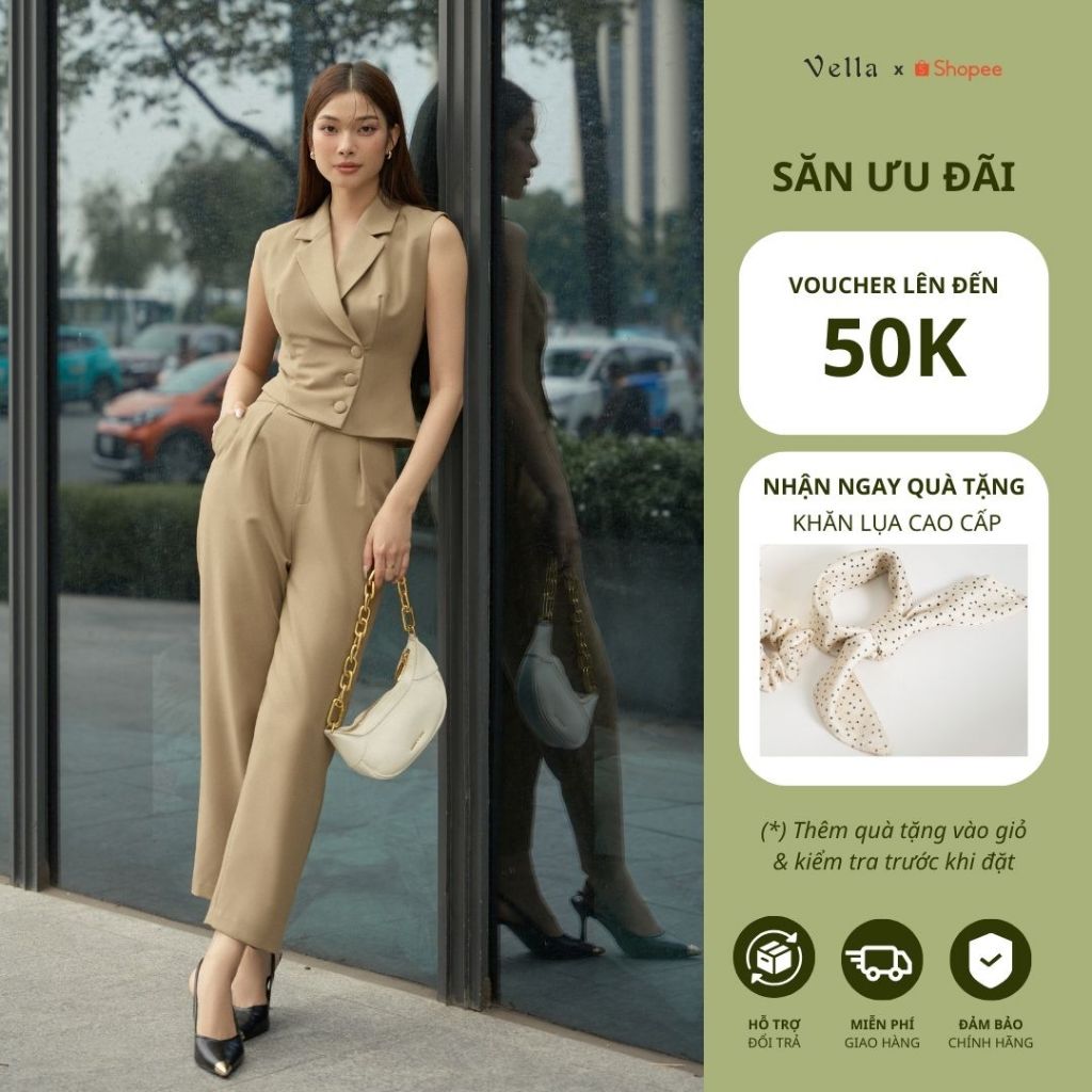 Vella Fashion quần baggy có túi trước, quần công sở nữ VQ24040