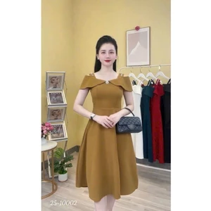 Đầm Nữ Mới Dáng Xòe Dây Đính Đá COTTON Lạnh Thoáng Mát Dễ Mặc