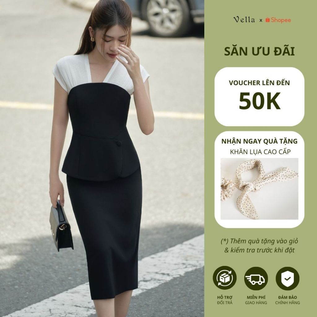 Vella Fashion đầm peplum tay xếp ly, đầm công sở, váy dự tiệc VD24071 - FONIA DRESS