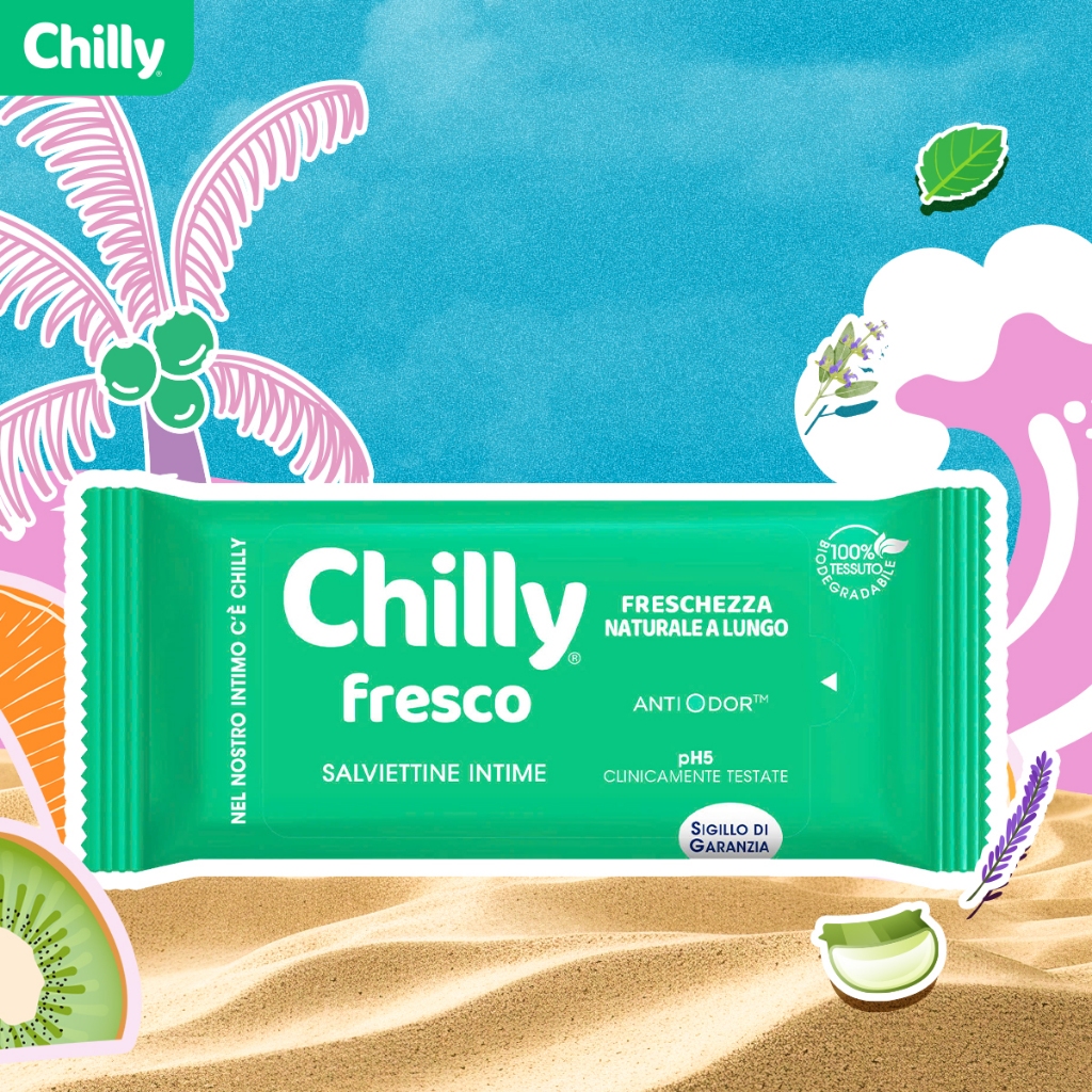 (SẠCH MÁT MỌI NƠI) Khăn lau phụ khoa Chilly Fresco gói 12 tờ sạch thoáng mát mọi lúc, mọi nơi