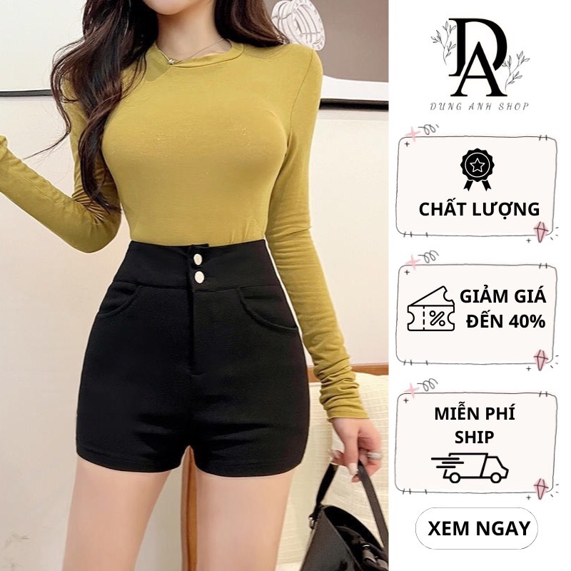 Combo 2 Quần Short 2 Cúc Túi Trước Cạp Cao Chất Umi Co Dãn