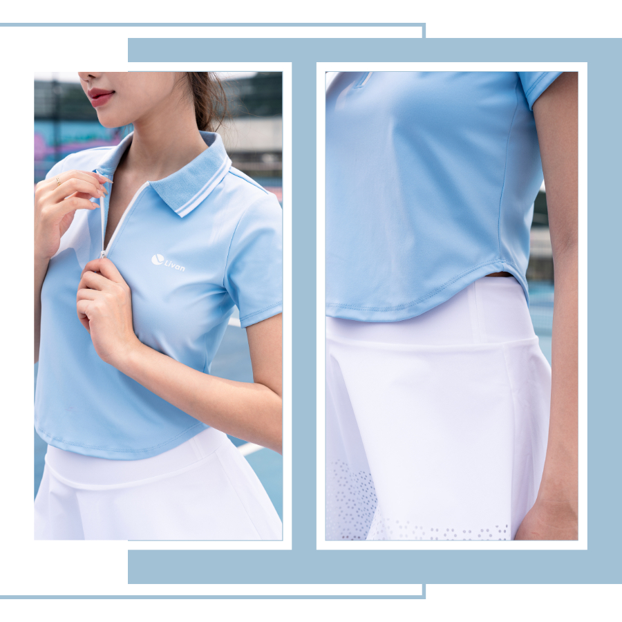 Ảnh Áo Thể Thao Polo Croptop Nữ LM25S04F207 Livan, Áo Polo Cầu Lông, Tennis, Pickleball, Áo Croptop Co Giãn Thấm Hút Mồ Hôi 2