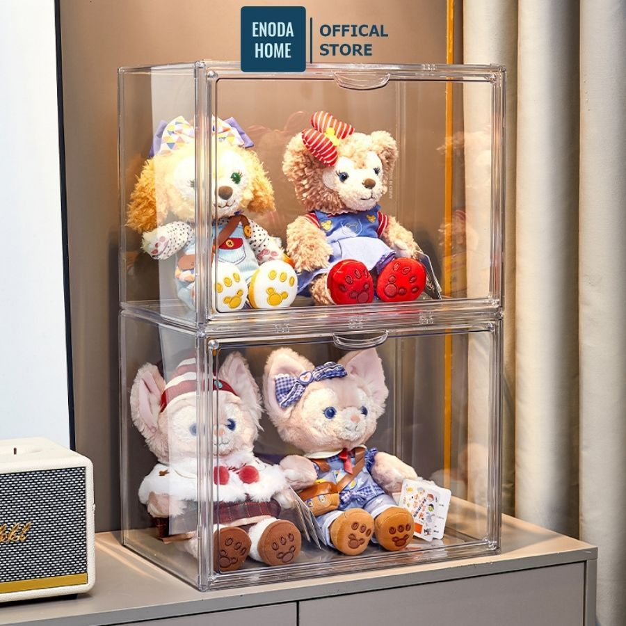 Hộp Trưng Bày Búp Bê ENODA HOME, Tủ Nhựa Trong Suốt Đựng Mô Hình Đồ Chơi, Chống Bụi HTS040