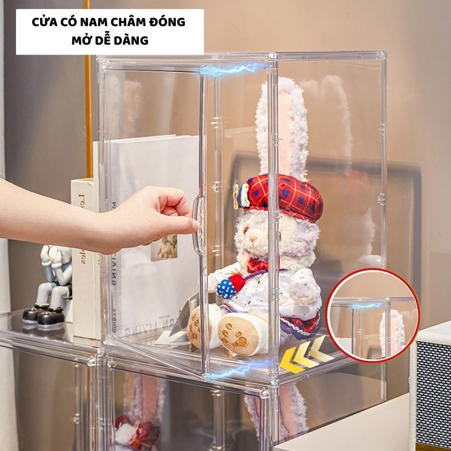 Hộp Trưng Bày Búp Bê ENODA HOME, Tủ Nhựa Trong Suốt Đựng Mô Hình Đồ Chơi, Chống Bụi HTS040