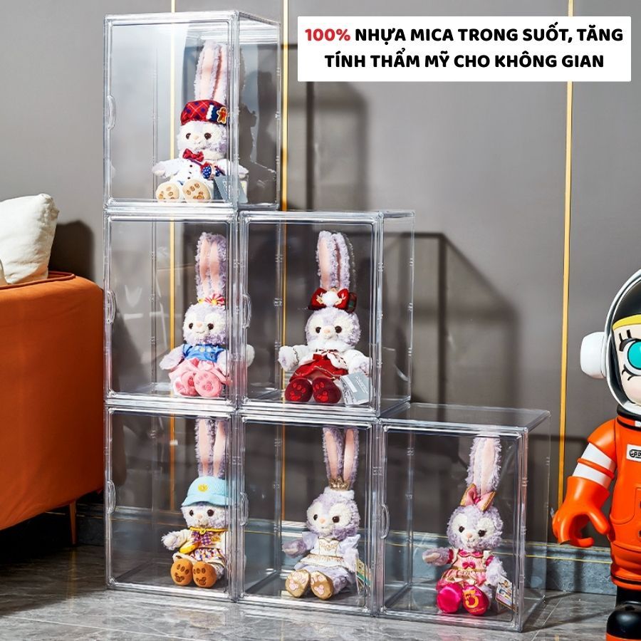 Hộp Trưng Bày Búp Bê ENODA HOME, Tủ Nhựa Trong Suốt Đựng Mô Hình Đồ Chơi, Chống Bụi HTS040