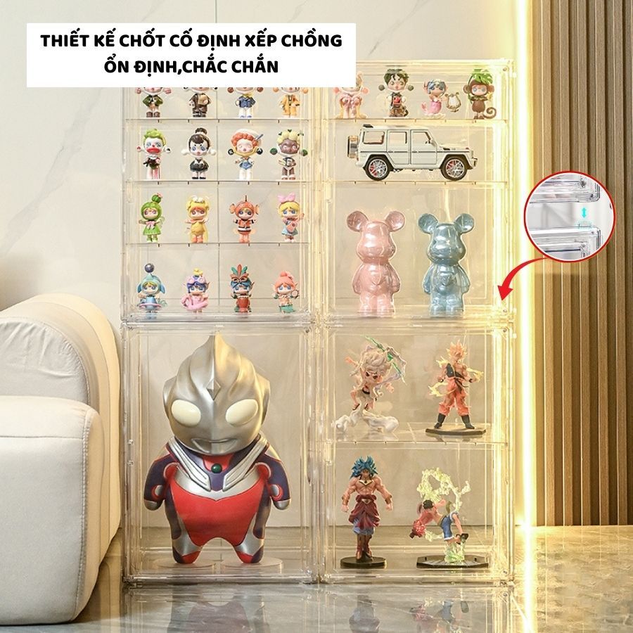 Hộp Trưng Bày Búp Bê ENODA HOME, Tủ Nhựa Trong Suốt Đựng Mô Hình Đồ Chơi, Chống Bụi HTS040