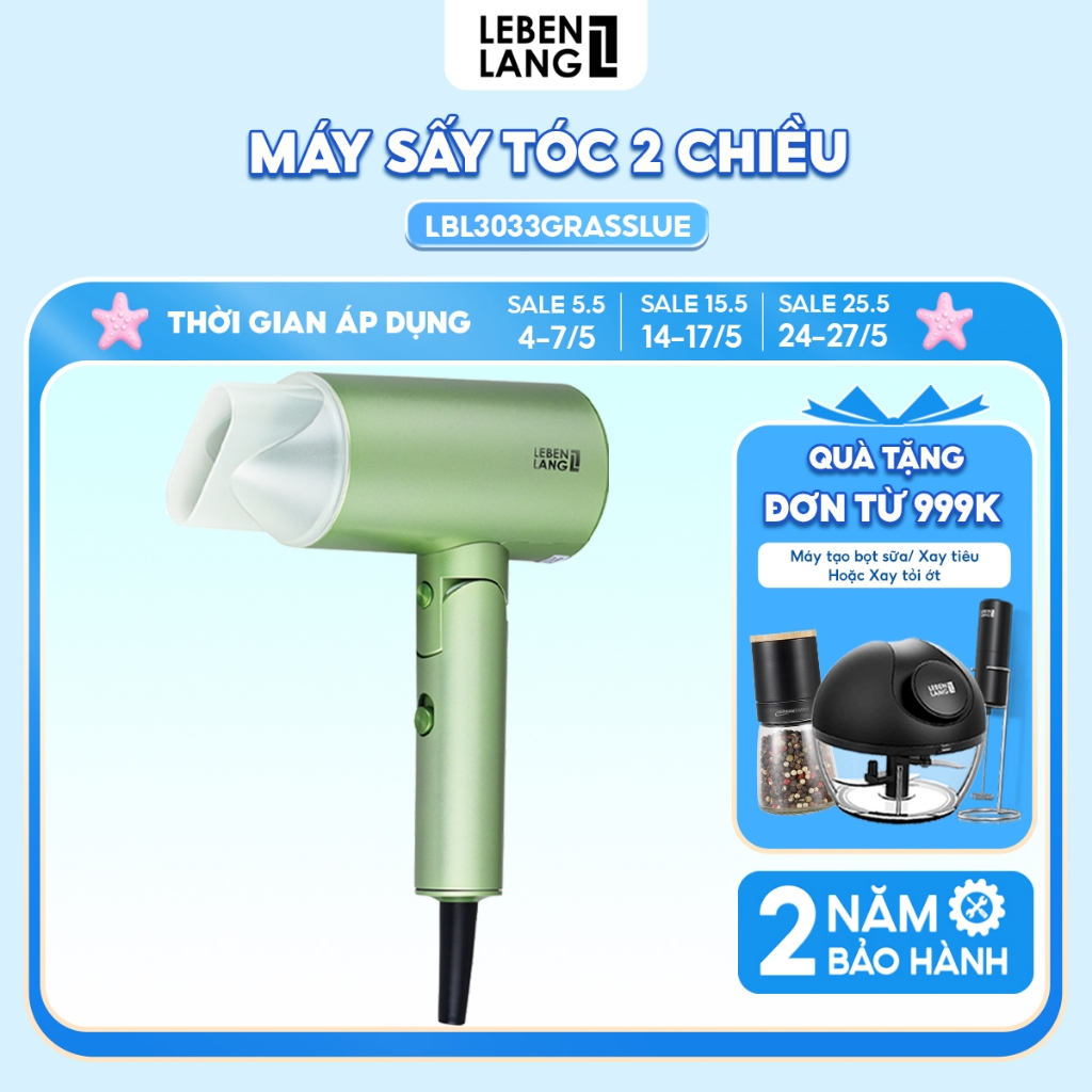 Ảnh Máy sấy tóc 2 chiều nóng lạnh LEBENLANG LBL3033,2000W,chống xơ rối công nghệ ion,BH 2 năm-chính hãng 1