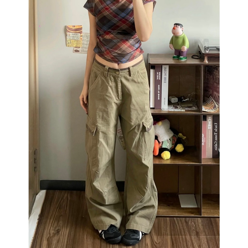 (sẵn) Quần ống rộng kaki túi hộp màu nâu be unisex QKK002 - Tiktik