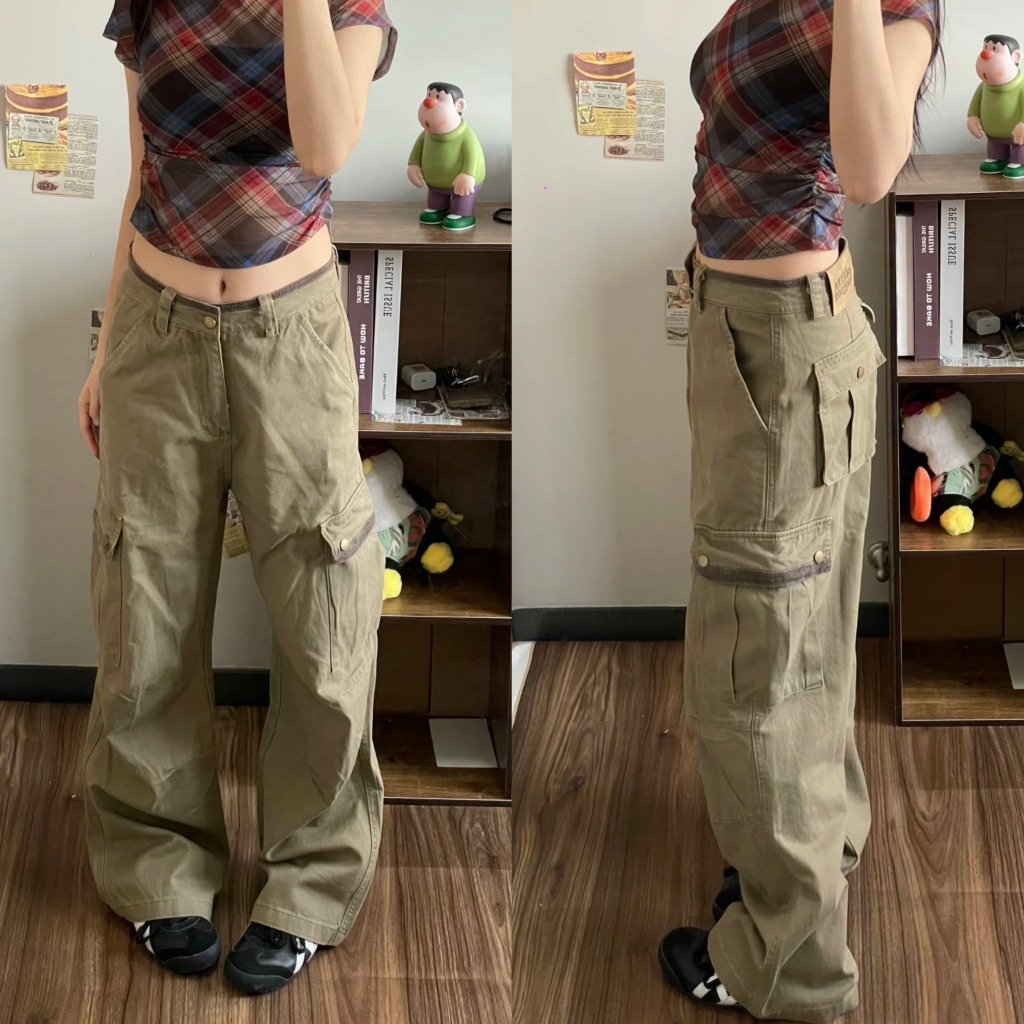(sẵn) Quần ống rộng kaki túi hộp màu nâu be unisex QKK002 - Tiktik