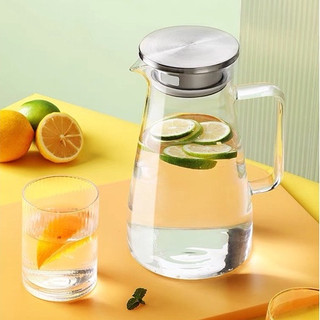 Bình Nước Thủy Tinh Chịu Nhiệt Đựng Nước Cao Cấp Deli, Có Nắp Inox 304 Cam HomeWare