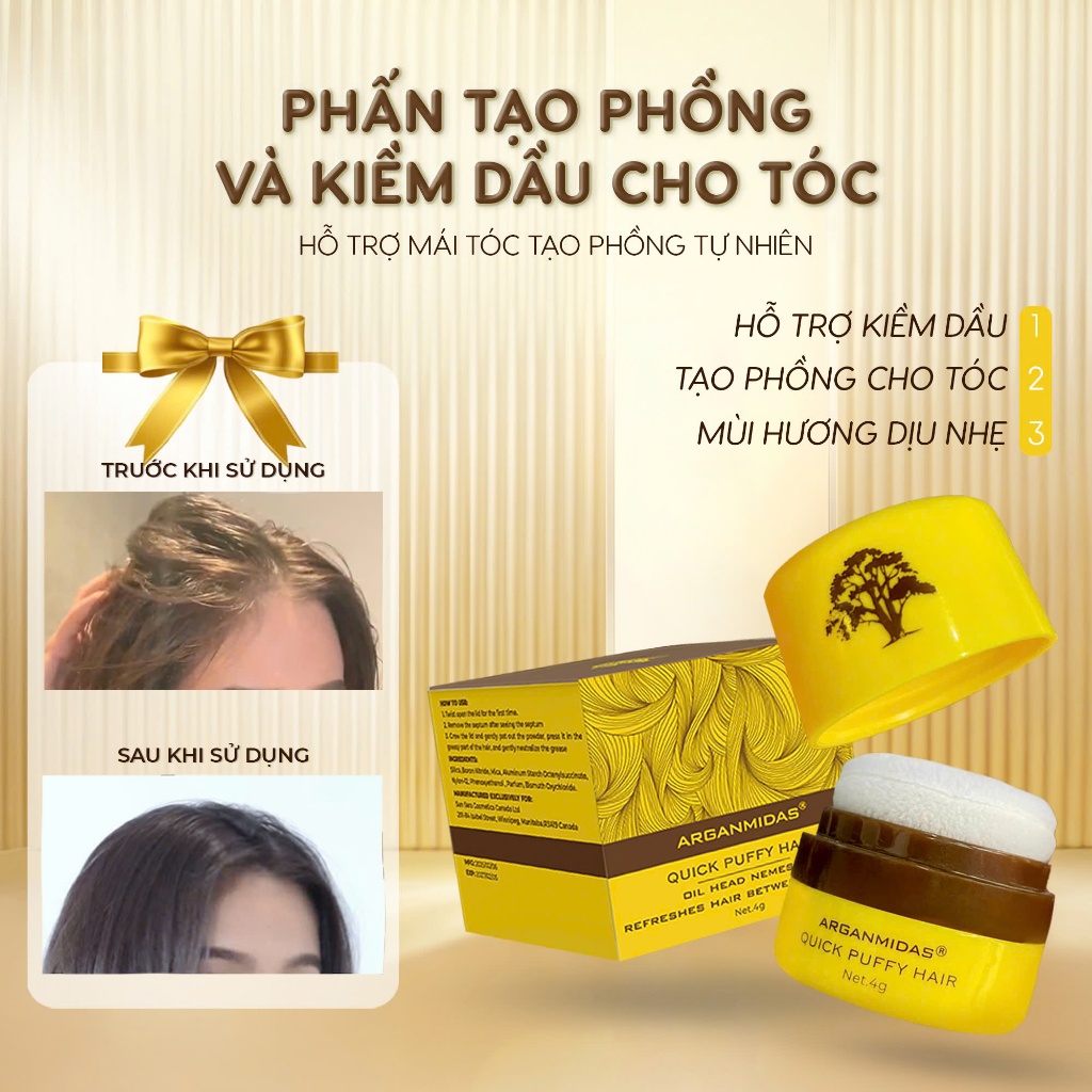Ảnh Phấn Kiềm Dầu Tạo Phồng Chân Tóc Arganmidas, Phấn Gội Khô Giúp Tóc Bồng Bềnh 4