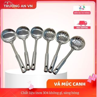 [Bộ Muôi Vá – Xẻng Xào – Xẻng Lật – Muôi Lỗ Inox 304] Bền Đẹp – Không Gỉ – Dễ Vệ Sinh – Trường An VN