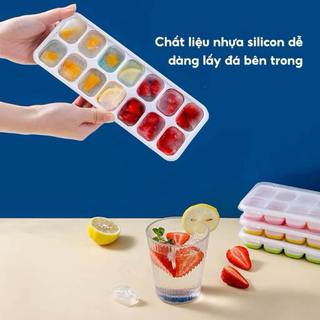 Khay làm đá có nắp đậy, khuân làm thạch rau câu  làm đá tiện dụng có nắp