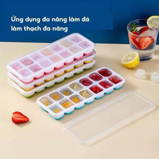 Khay làm đá có nắp đậy, khuân làm thạch rau câu  làm đá tiện dụng có nắp