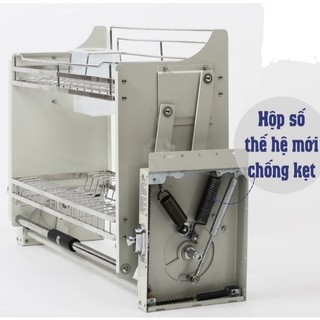 Giá bát nâng hạ inox 304 💥 THẾ HỆ MỚI 💥 kệ đựng đồ nhà bếp thông minh có thế chỉnh độ cao thấp với hộp số chống kẹt