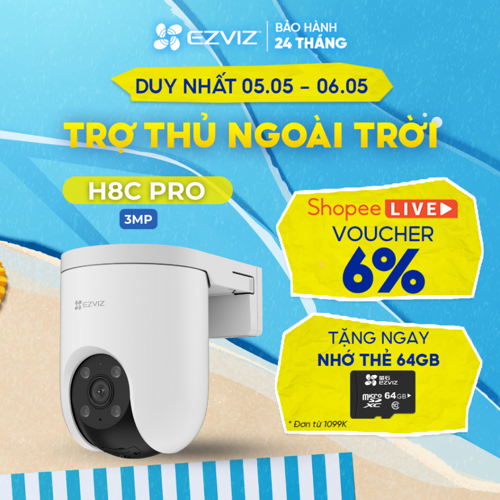Ảnh Camera WIFI EZVIZ H8C Pro 3MP, Quay Ngoài Trời 360 Độ, Đàm Thoại, Nén H265, Ghi Hình Màu 1