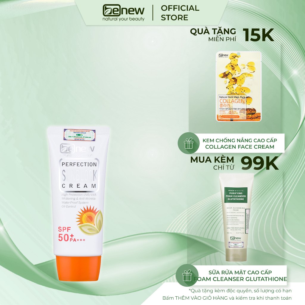 Kem Chống Nắng Cao Cấp Bảo Vệ Da Toàn Diện Benew Perfection Sunblock ...
