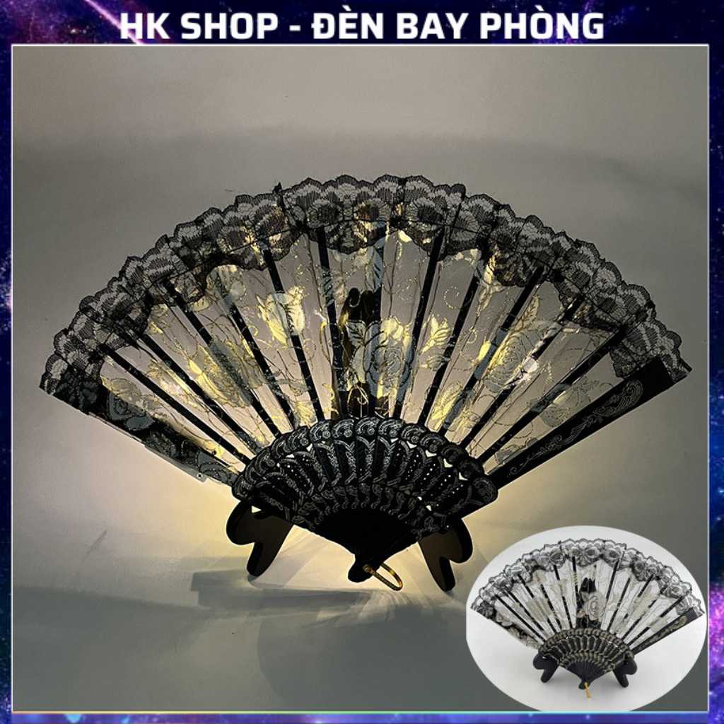 Quạt xếp cầm tay có đèn LED Phát Sáng Phong Cách Cổ Điển đi dạ hội , party bar , pub , sự kiện âm nhạc , chụp ảnh kỷ yếu