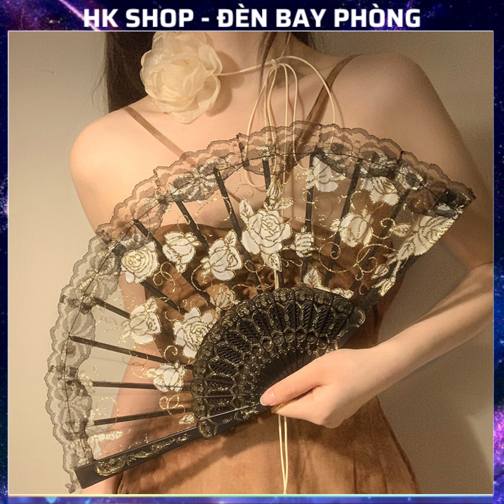 Quạt xếp cầm tay có đèn LED Phát Sáng Phong Cách Cổ Điển đi dạ hội , party bar , pub , sự kiện âm nhạc , chụp ảnh kỷ yếu