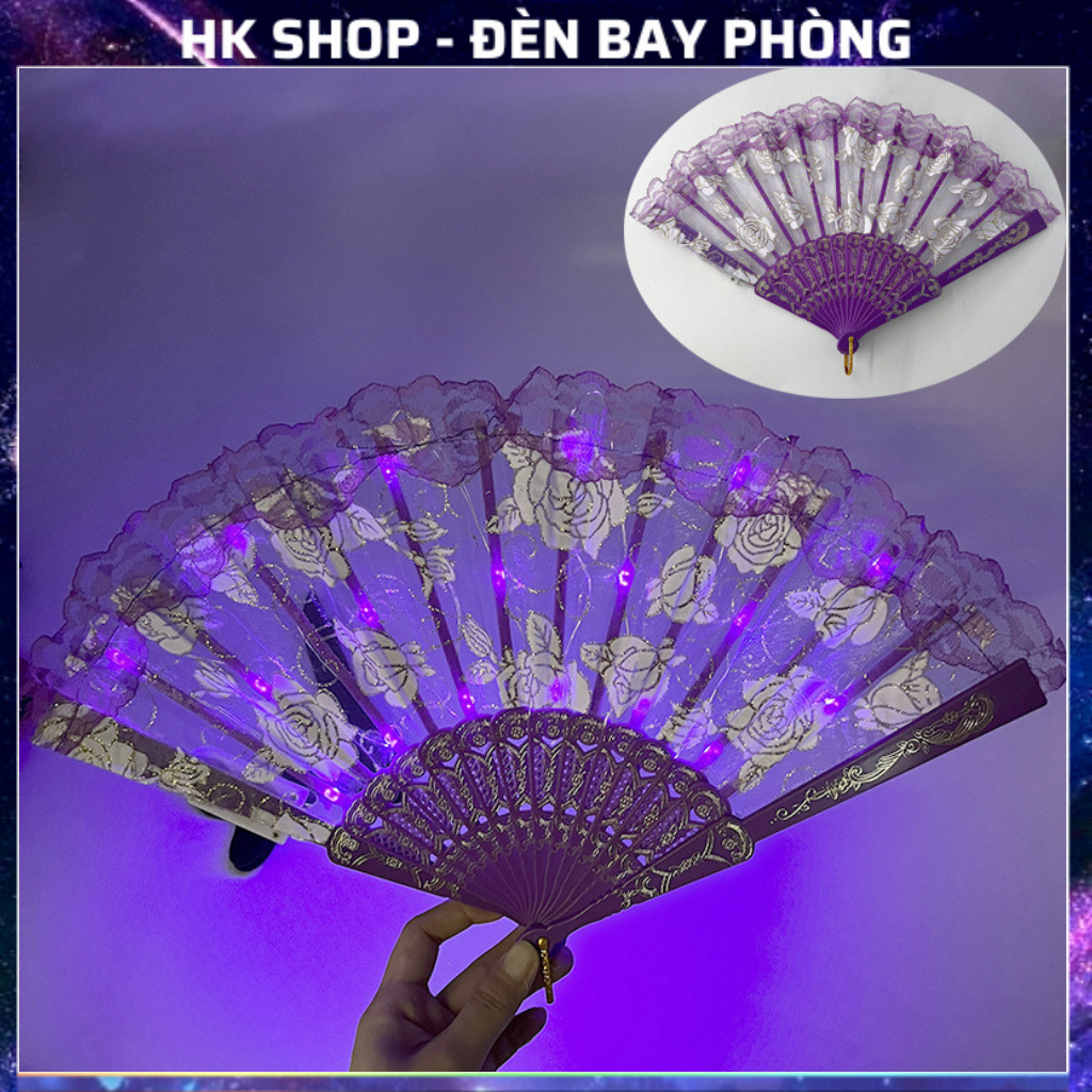 Quạt xếp cầm tay có đèn LED Phát Sáng Phong Cách Cổ Điển đi dạ hội , party bar , pub , sự kiện âm nhạc , chụp ảnh kỷ yếu