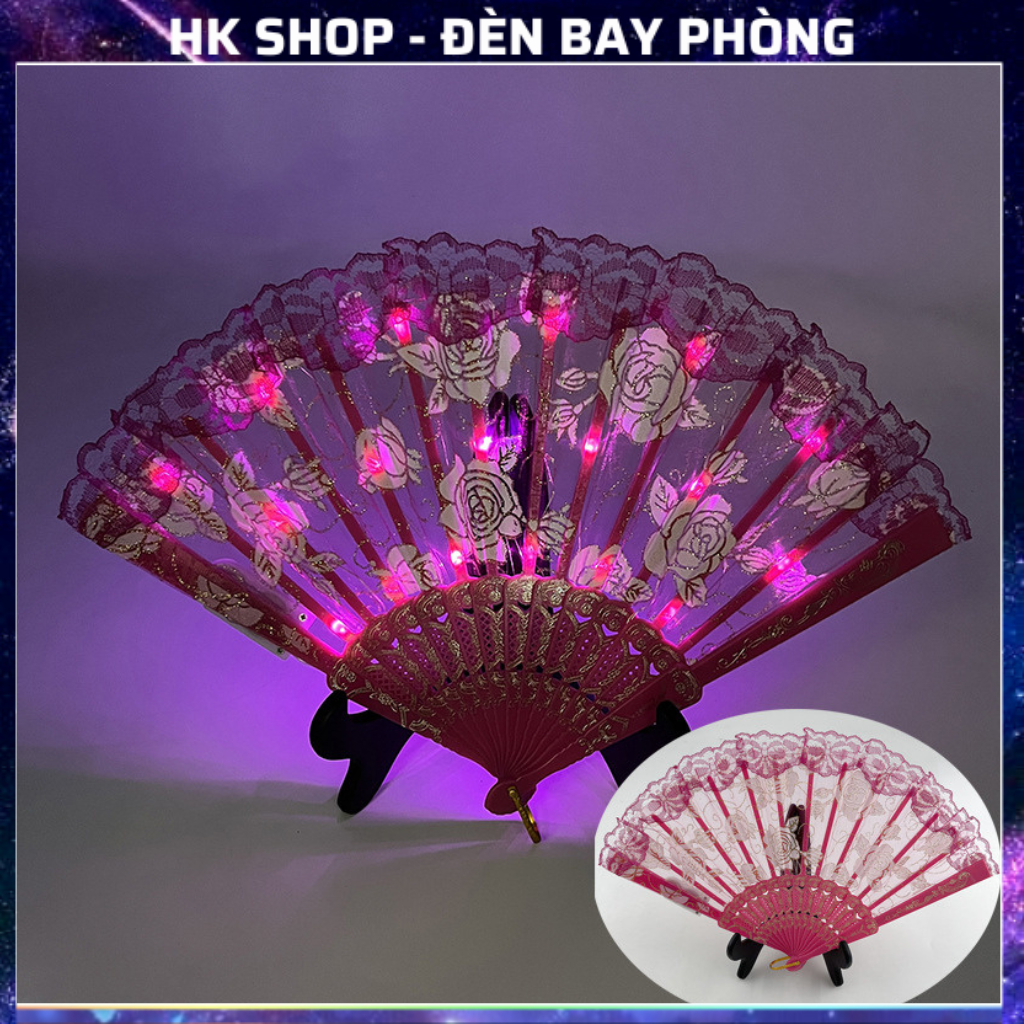 Quạt xếp cầm tay có đèn LED Phát Sáng Phong Cách Cổ Điển đi dạ hội , party bar , pub , sự kiện âm nhạc , chụp ảnh kỷ yếu