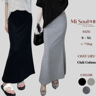 Chân Váy Đuôi Cá Dáng Dài Midi Cạp Chun Chất Cotton BigSize, Chân Váy Suông Dài Cạp Phẳng MiSoul 326 - 427