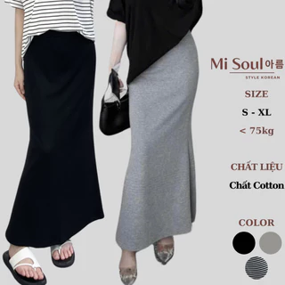 Chân Váy Đuôi Cá Dáng Dài Midi Cạp Chun Chất Cotton BigSize, Chân Váy Suông Dài Cạp Phẳng MiSoul 326 - 427
