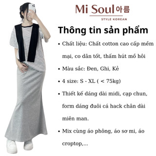 Chân Váy Đuôi Cá Dáng Dài Midi Cạp Chun Chất Cotton BigSize, Chân Váy Suông Dài Cạp Phẳng MiSoul 326 - 427