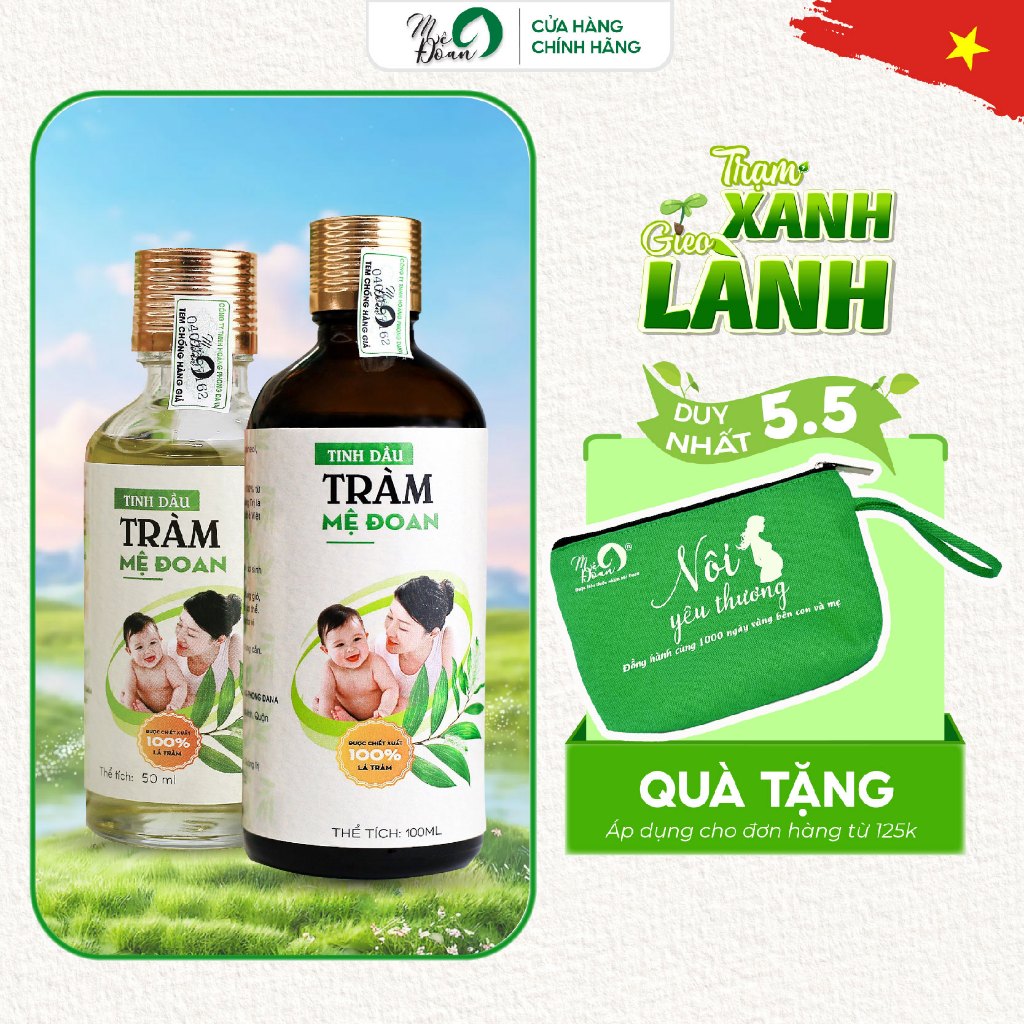 Ảnh Tinh dầu tràm cho bé, nguyên chất, giữ ấm. Tinh dầu tràm gió Mệ Đoan cho bé sơ sinh 50ml 1
