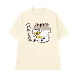 Áo Thun NGỐ TEE Sticker Mèo Ami Relax Dễ Thương Vải Cotton 100 Mềm Mịn Thoáng Mát