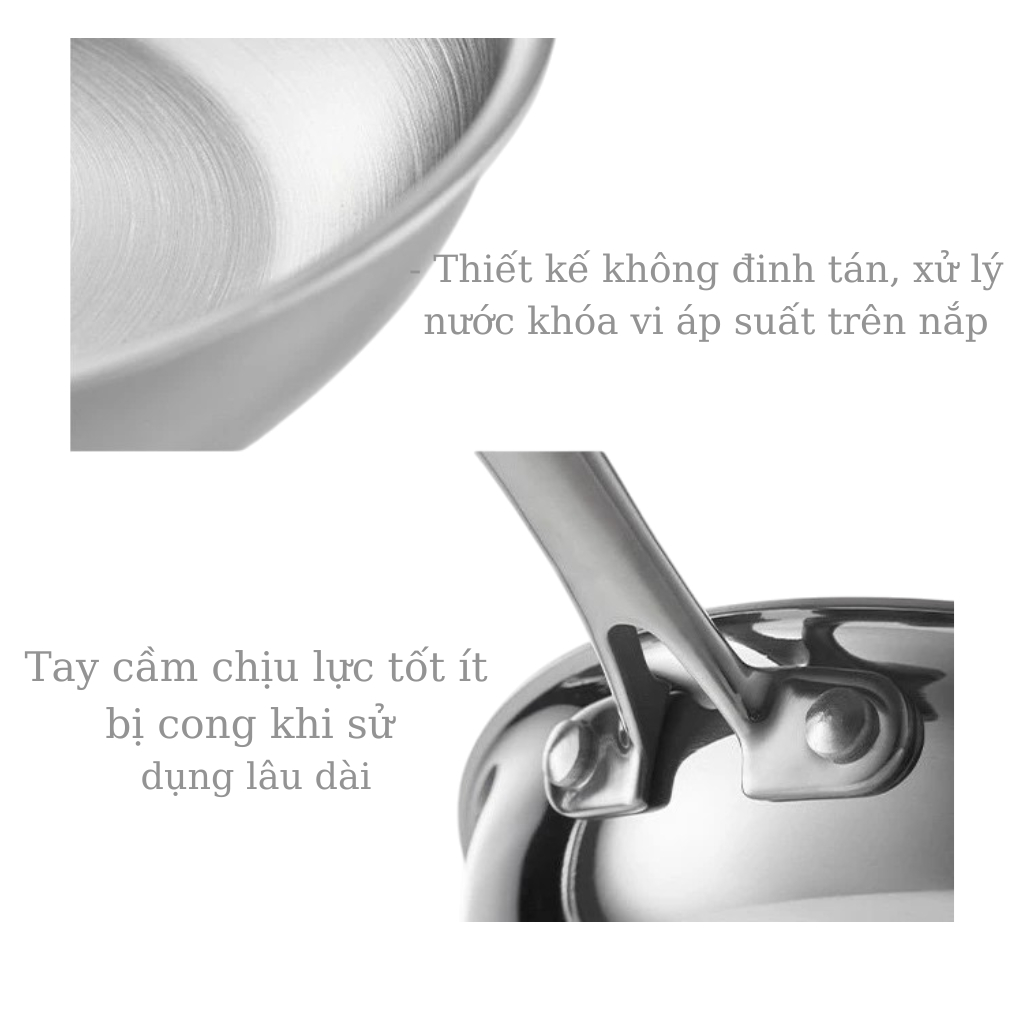 [RẺ VÔ ĐỊCH]Chảo Xào KINSGEM by Chockmen Inox Cao Cấp Chảo Chiên Rán Xào Chiên Ngập Dầu Dùng Bếp Từ
