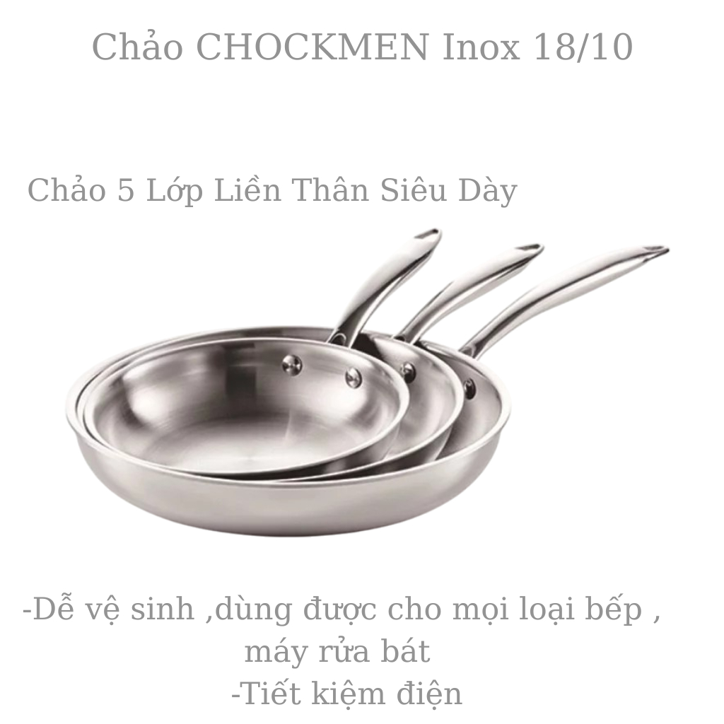 [RẺ VÔ ĐỊCH]Chảo Xào KINSGEM by Chockmen Inox Cao Cấp Chảo Chiên Rán Xào Chiên Ngập Dầu Dùng Bếp Từ