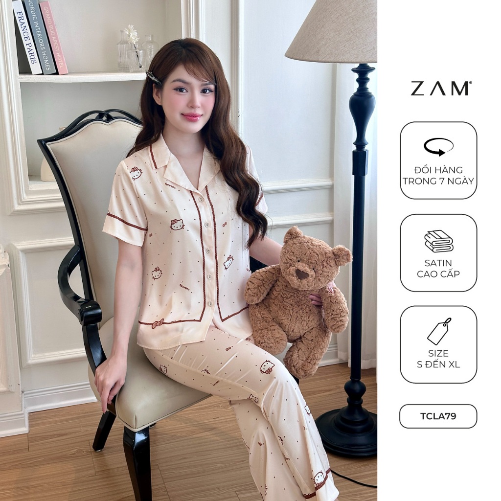 Ảnh BỘ MẶC NHÀ SHE BY ZAM - A79 - HỌA TIẾT HELLO KITTY NÂU 2