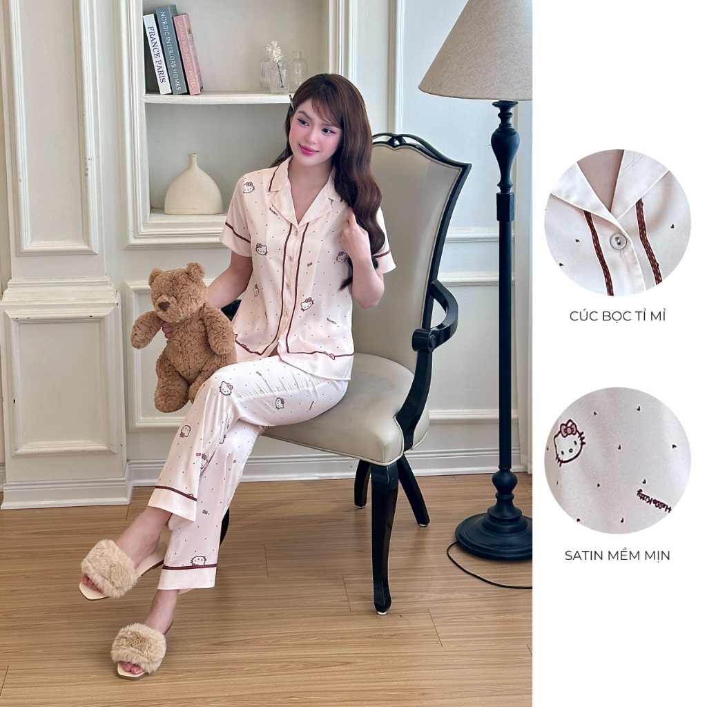 Ảnh BỘ MẶC NHÀ SHE BY ZAM - A79 - HỌA TIẾT HELLO KITTY NÂU 3