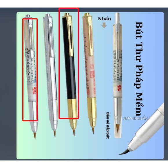 Combo 2 Bút Lông Dành Cho Người Tập Viết Tiếng Trung ,Thân Bút Nhỏ Gọn, Dùng Mực Ống Và Mực Bơm,50 Ống Mực Đi Kèm.