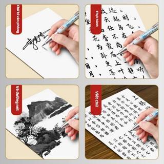 Combo 2 Bút Lông Dành Cho Người Tập Viết Tiếng Trung ,Thân Bút Nhỏ Gọn, Dùng Mực Ống Và Mực Bơm,50 Ống Mực Đi Kèm.