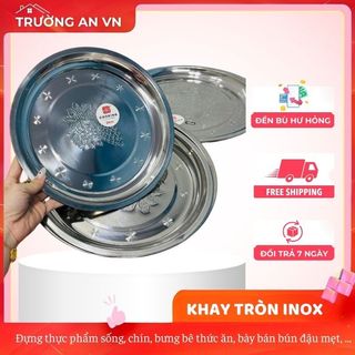 Combo 2 Khay Tròn Inox Chùm Nho – Đủ Size Dùng Cho Gia Đình & Quán Ăn – Trường An VN