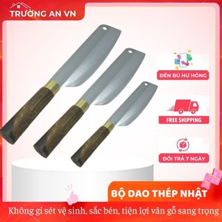 [Bộ 3 Dao Thép Trắng Nhật] Sắc Bén – Không Gỉ – Tay Cầm Vân Gỗ Sang Trọng – Đa Sỹ | Trường An VN