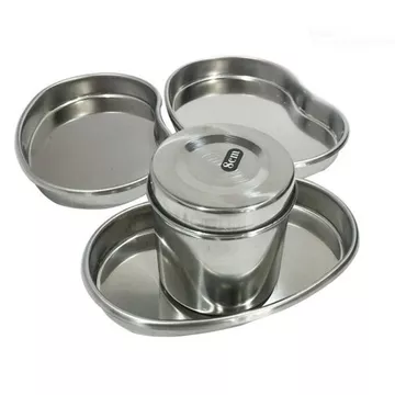 ❤️[HÀNG ĐẸP] BỘ DỤNG CỤ Y TẾ INOX GIA ĐÌNH GỒM KHAY HẠT ĐẬU (QUẢ ĐẬU) CẠN và HỘP INOX ĐỰNG BÔNG GÒN CỒN INOX SIZE 7.5cm
