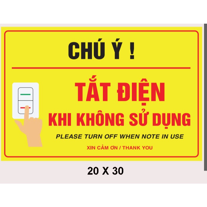 Decal Nhắc Nhở Tắt Điện BEDO Decal Dán 20x30cm Sticker Tiết Kiệm Điện Dễ Dán Chống Nước