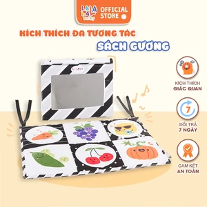 Sách vải có gương Tummy time lalala baby âm thanh sột soạt phát triển đa giác quan cho bé