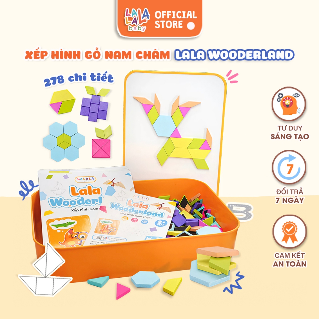 Đồ chơi xếp hình nam châm Lala Wooderland Cao Cấp phát triển tư duy sáng tạo logic cho bé thương hiệu Lalala baby