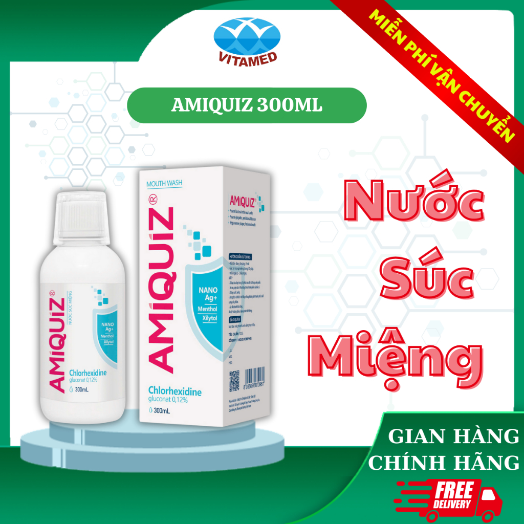 Amiquiz 300ml - Nước Súc Miệng Làm Sạch Răng, Miệng Và Lợi Cho Gia Đình