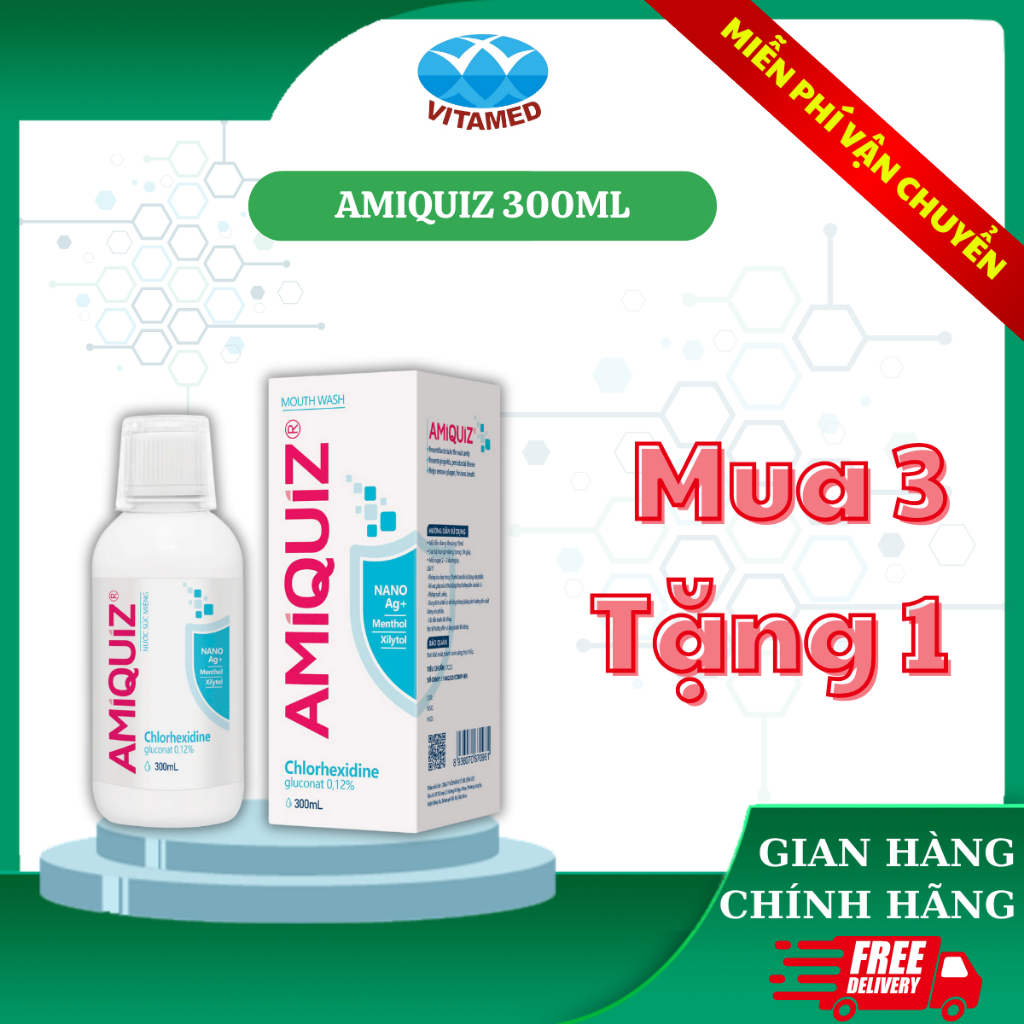 Amiquiz 300ml - Nước Súc Miệng Làm Sạch Răng, Miệng Và Lợi Cho Gia Đình