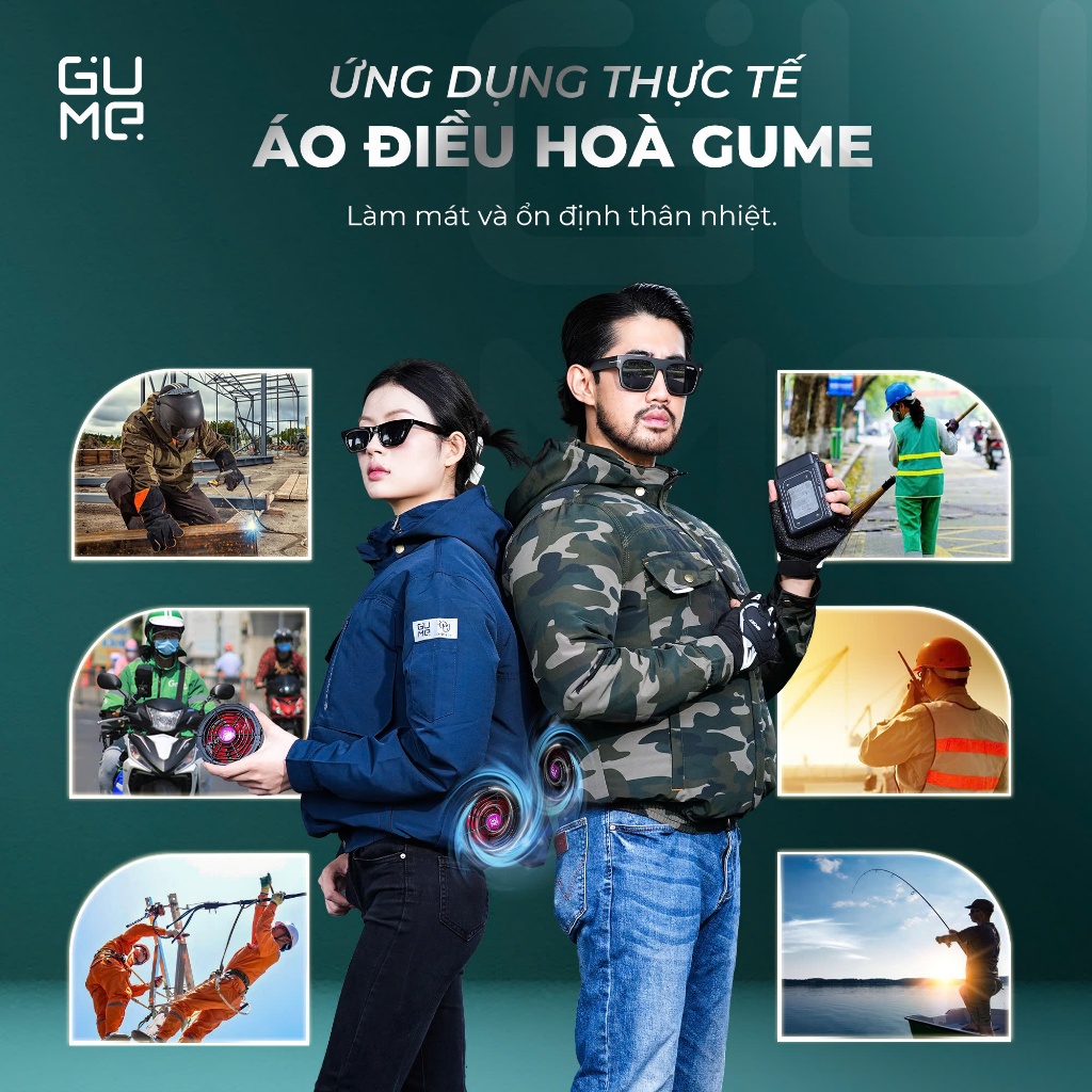Áo điều hoà chính hãng GUME ACG26 Pin 28000mha, quạt 21V siêu mạnh, chống tia uv, bảo hành 12 tháng