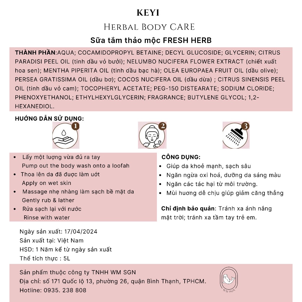[MINI SIZE 100ml] Sữa tắm thiên nhiên KEYI