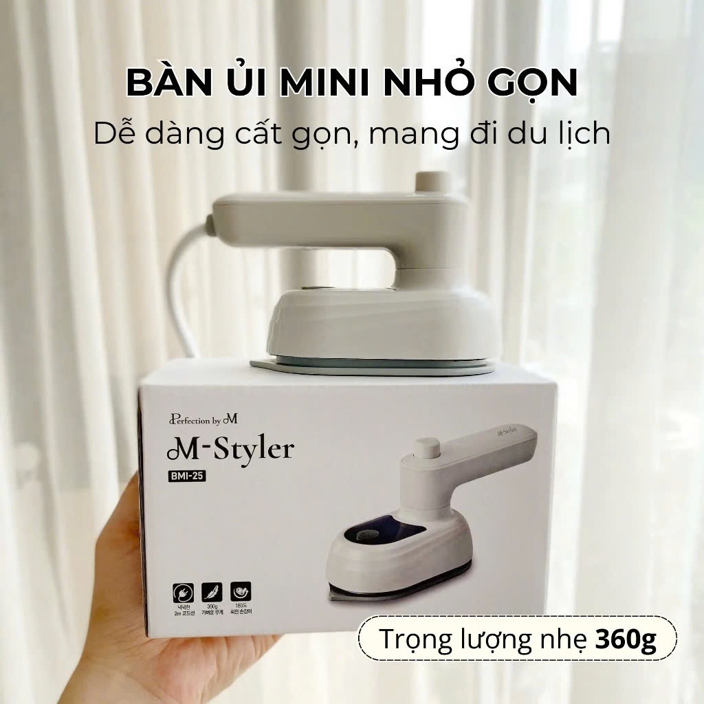Bàn Là Phun Ẩm Mini M-Styler Hàn Quốc – Nhỏ Gọn, Du Lịch, Là Mọi Ngóc Ngách, Chứng Nhận KC An Toàn