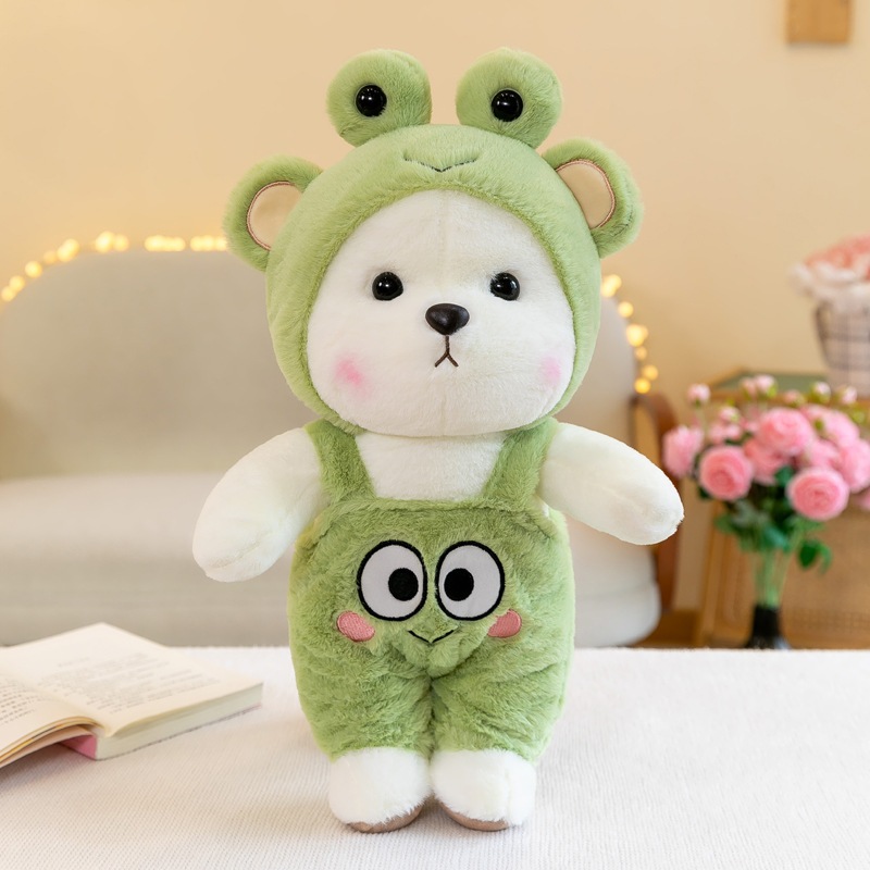 Gấu bông lena mặc áo yếm vịt và ếch dễ thương lena cosplay đội mũ động vật làm quà tặng cho bé đáng yêu